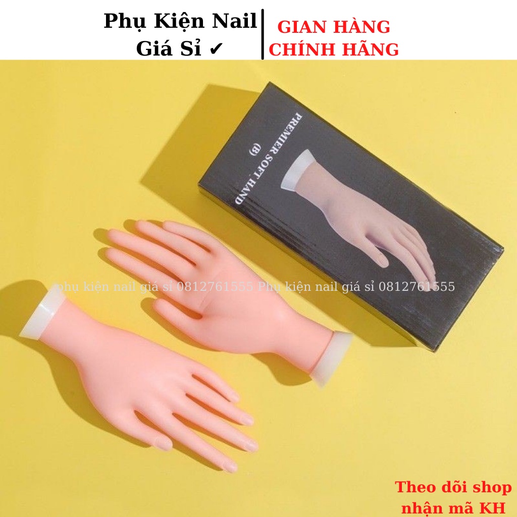 Bàn tay giả silicone tập làm nail - loại khớp dẻo linh hoạt
