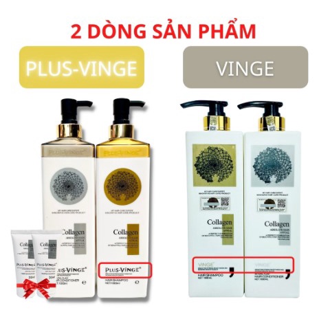 Cặp dầu gội dầu xả COLLAGEN VINGE PLUS 1000ML CHÍNH HÃNG - Hương nước hoa sang chảnh phục hồi tóc hư tổn