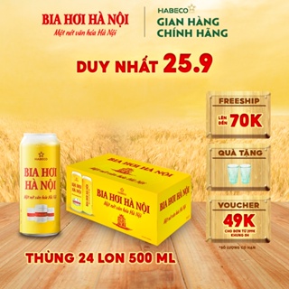 Thùng 24 lon Bia Hơi Hà Nội - HABECO 500ml lon