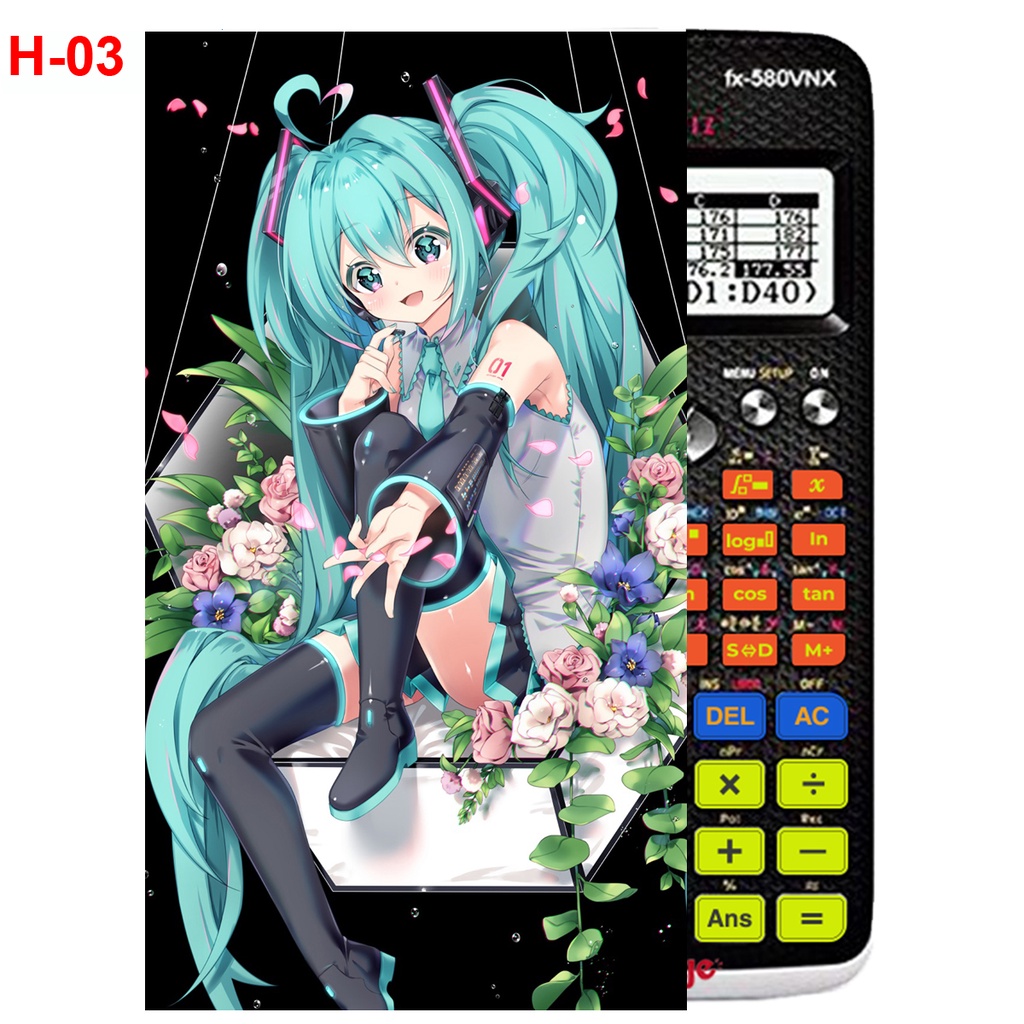 Decal Máy tính CASIO fx570, fx580...anime Vocaloid nhân vật Hatsune Miku