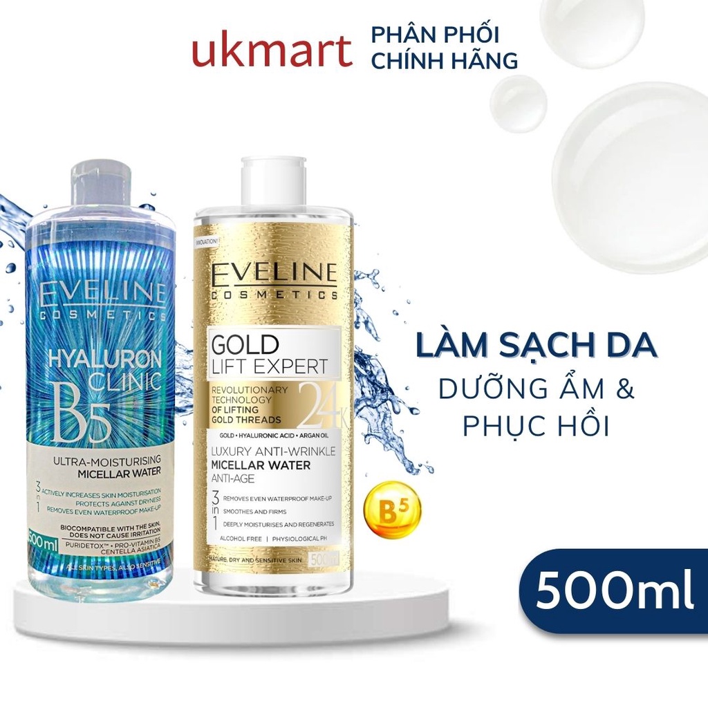 Nước Tẩy Trang Eveline Gold Lift Expert 3 Trong 1 500ML