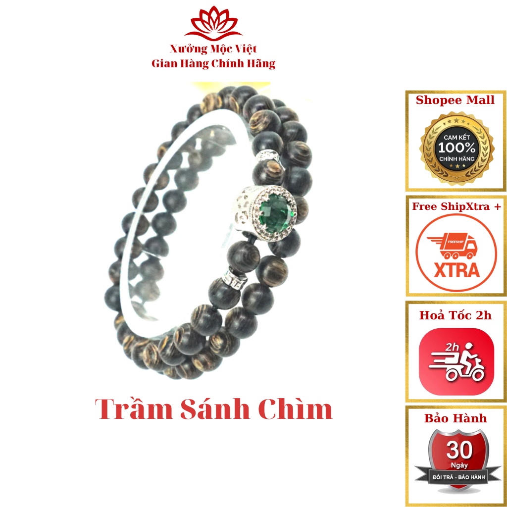 Vòng Tay Trầm Hương Mix Charm 54 Hạt 6mm - Trầm Sánh Chìm Xưởng Mộc Việt