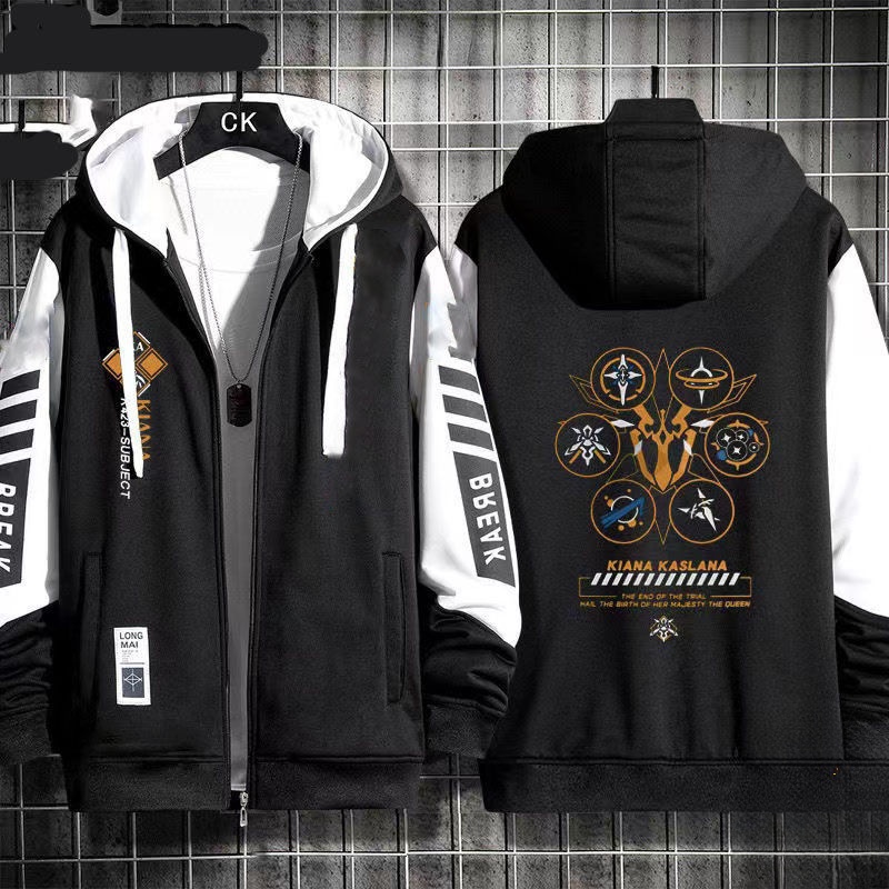 Honkai Impact 3 School Anime 3 Herrscher of the Sky Kiana Impression Two-Dimensional Jacket Men's Zip Sweater Jacket Tide