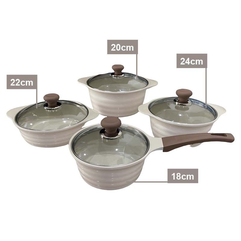 Bộ Nồi Đáy Từ Chống Dính 4 Món Ecoramic PASIH4 (24-22-20-18 cm)