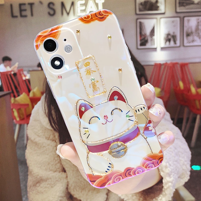 Ốp điện thoại silicon mèo may mắn thích hợp cho iPhone14ProMax 14 14Plus 14Pro 11 11ProMax 12 12ProMax 13 13ProMAX