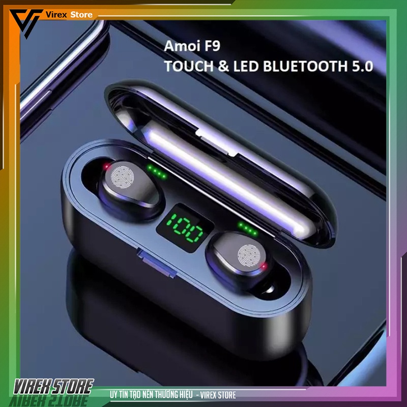 Tai nghe không dây Bluetooth TWS AMoi F9 Pro - Chống nước IP67 - Pin 2000maH - Dùng 600 tiếng