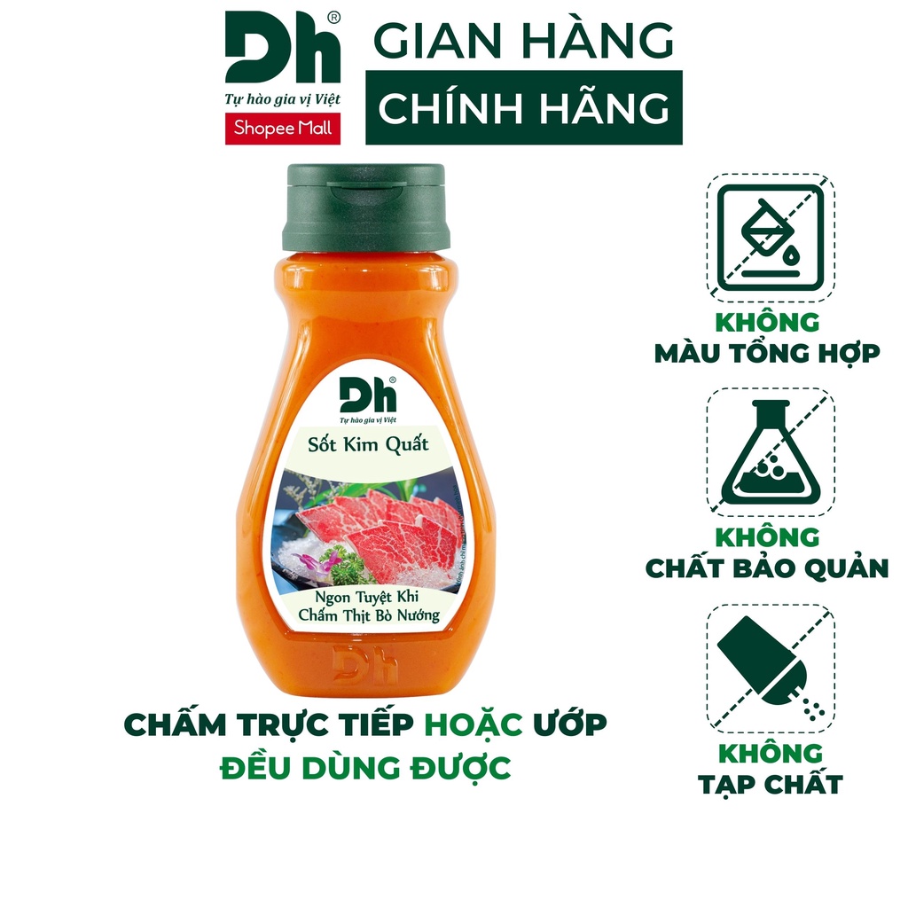 Sốt kim quất Dh Foods gia vị chấm, chế biến thịt bò nướng, steak, trộn salad lọ 200gr