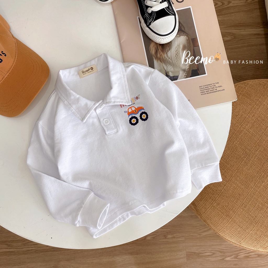 Áo dài tay Beemo cổ đức in ô tô chất liệu cotton cho bé trai, bé gái đi học đi chơi từ 1 đến 7 tuổi - 22301A