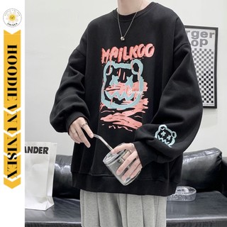 Áo sweater nam nữ in hình mặt gấu siêu chất. áo sweater form rộng