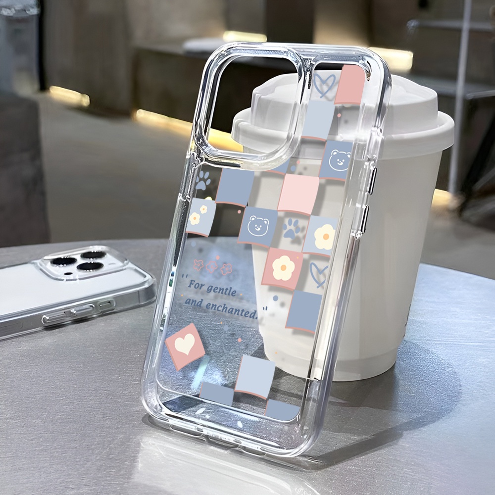 Ốp Điện Thoại Trong Suốt Họa Tiết Kẻ Ô Cho iphone 14 Pro Max 14 Plus 13 11 12 7Plus X XR XS Max 7 8 SE 2020