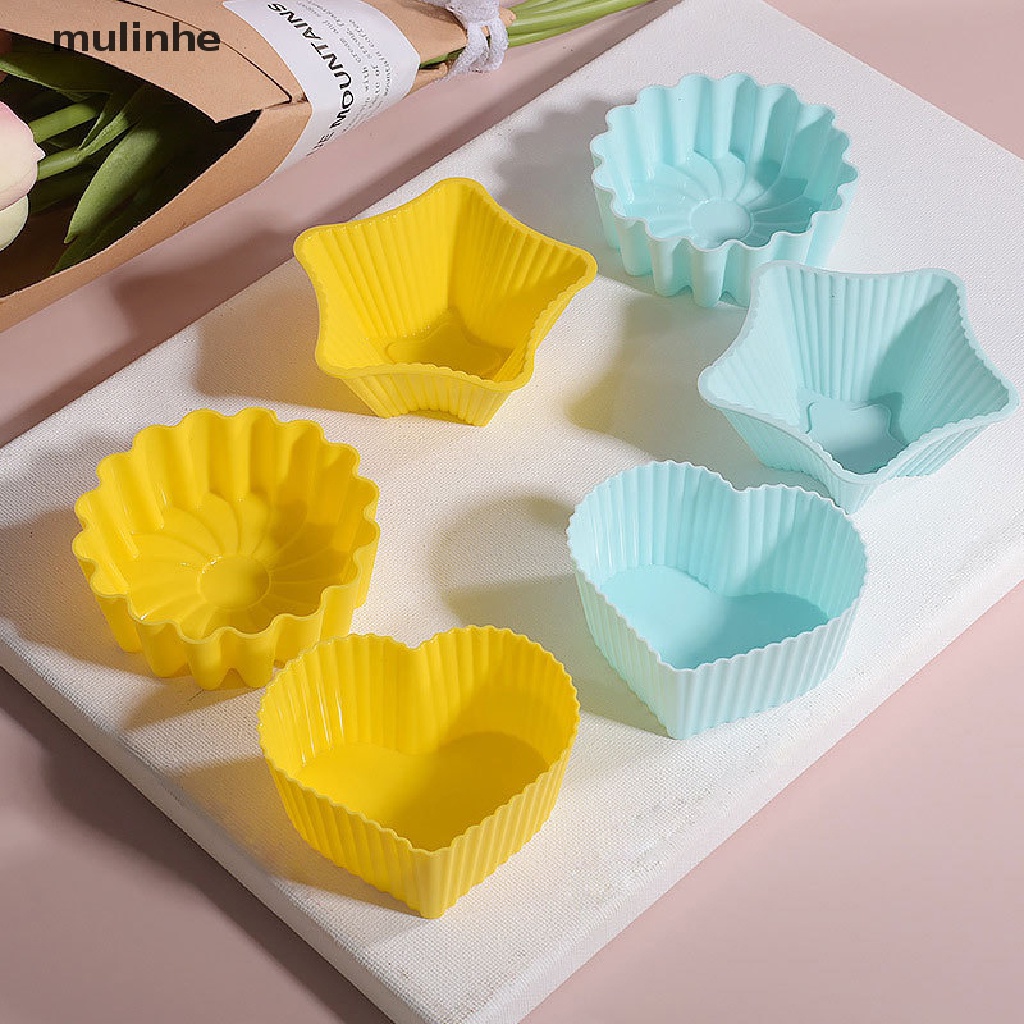 Set 2 Khuôn Silicon Làm Bánh Cupcake / Muffin / Cupcake Hình Tròn / Trái Tim / Vuông 3D DIY vn