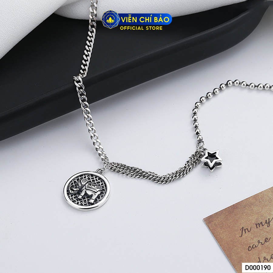 Dây chuyền bạc nữ cổ điển charm voi ngôi sao may mắn  bạc Thái 925 thời trang phụ kiện trang sức Viễn Chí Bảo D000190
