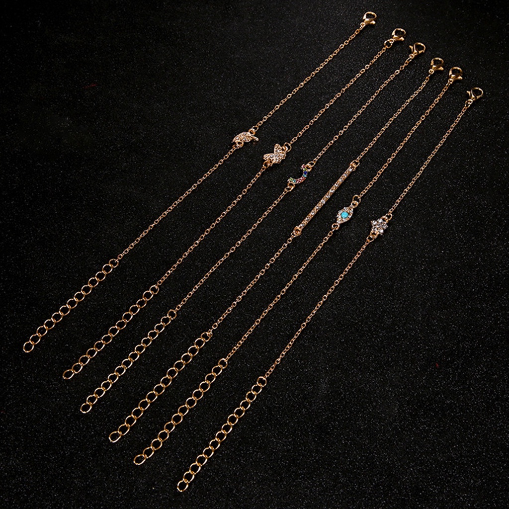 Set 6 vòng tay kim loại đính đá thời trang dành cho nữ