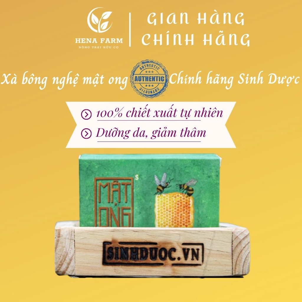 Xà bông nghệ mật ong 100g chính hãng HTX Sinh Dược, Xà phòng nghệ giảm mụn lưng hiệu quả