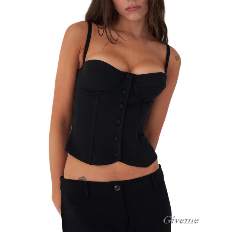 Áo Tank Top Không Tay In Họa Tiết Hoa Hoạt Hình Khoét Sâu Gợi Cảm