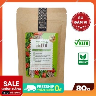 Bột ca cao nguyên chất Cacao Mi loại Premium thức uống sô cô la chuẩn Keto - 80g