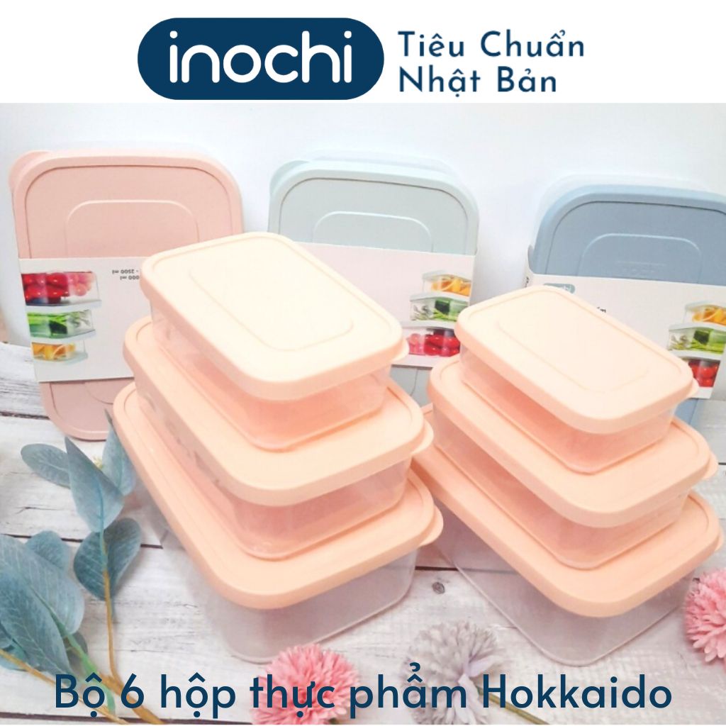 (Pack 6) Hộp Thực Phẩm HOKKAIDO Inochi Đựng Thức Ăn An Toàn Với Lò Vi Sóng, Máy Rửa Bát