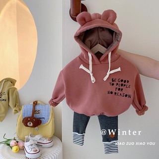 Áo hoodie cho bé trai và bé gái 6 tháng - 5 tuổi, áo hoodie trần bông ấm áp tai thỏ siêu xinh