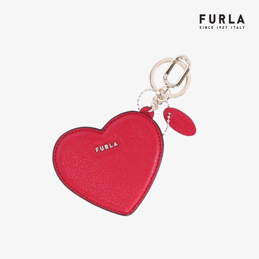 Móc Khóa Nữ FURLA Lovely Keyring Heart With Mirror Vitello Milos