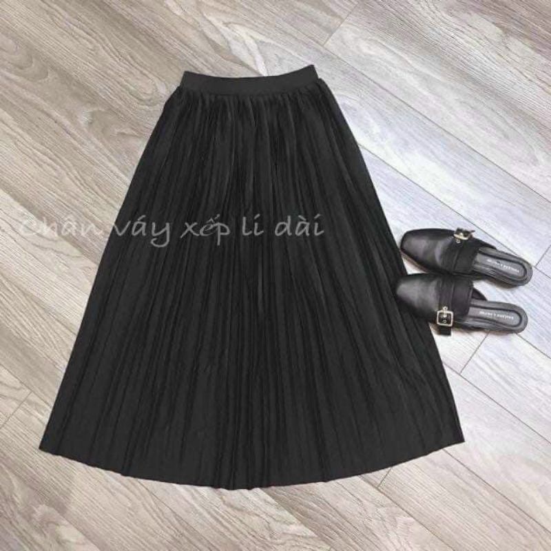 chân váy xếp ly dáng dài quốc dân iteam không thể thiếu trong tủ đồ của chị em