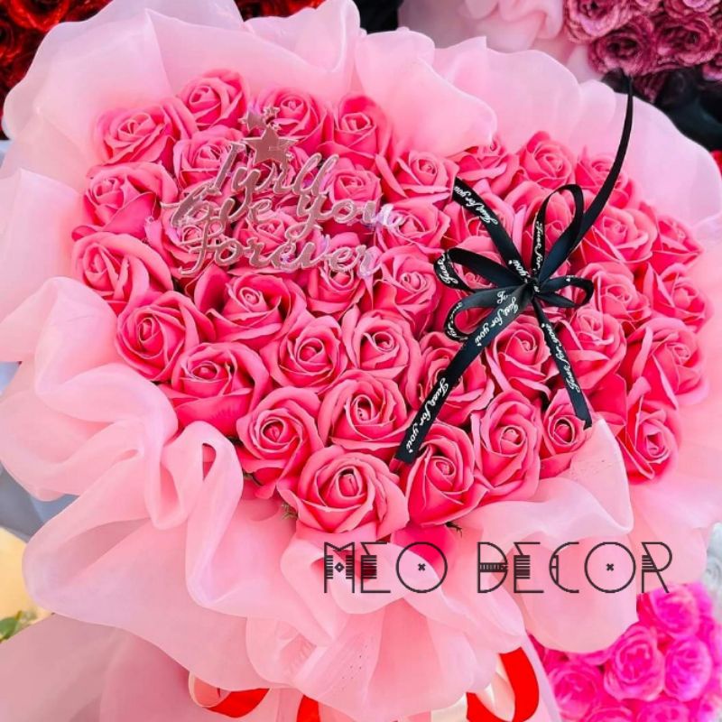 Bó hoa sáp thơm trái tim 40 bông làm quà tặng ý nghĩa các dịp lễ