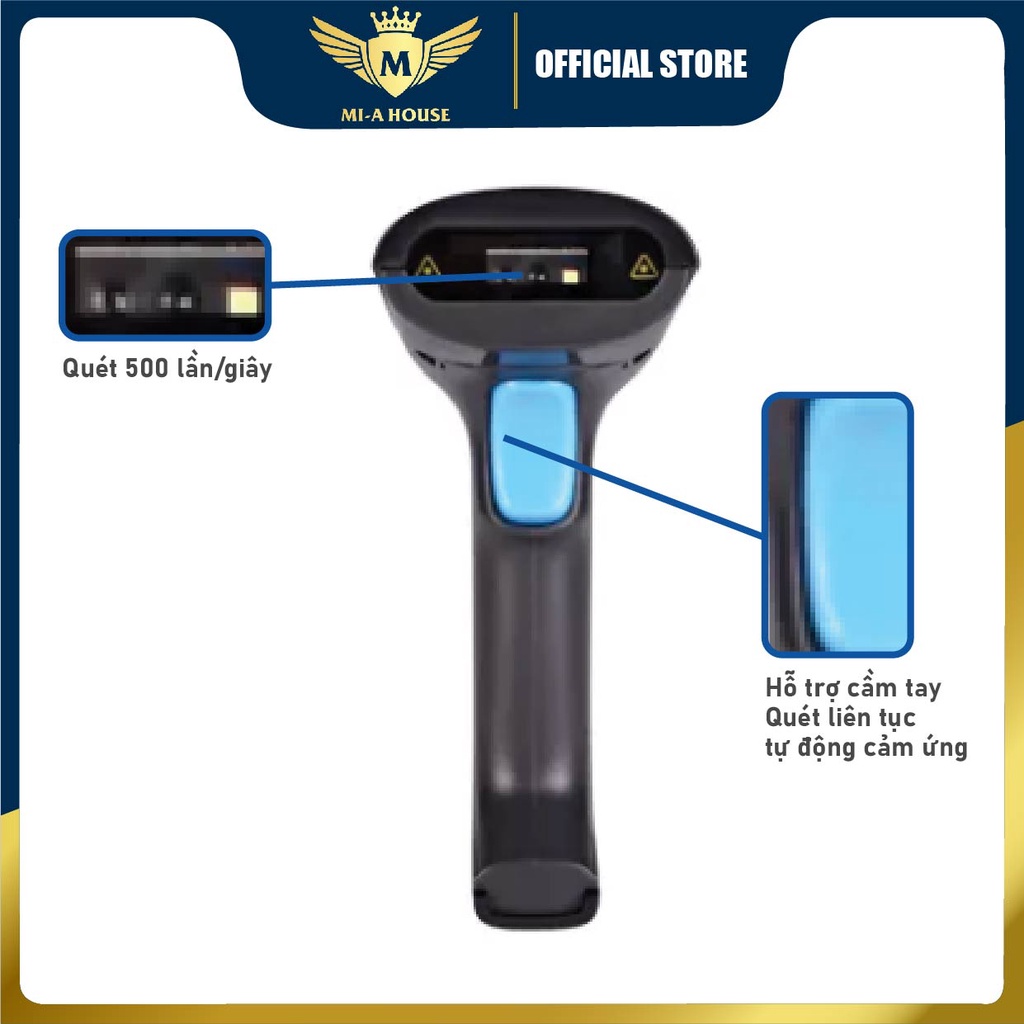 Máy quét mã vạch 2D YHD 6200D có dây, Đầu đọc mã vạch Barcode(1D) Qrcode(2D), Máy đọc mã vạch dùng trên Máy tính, Laptop