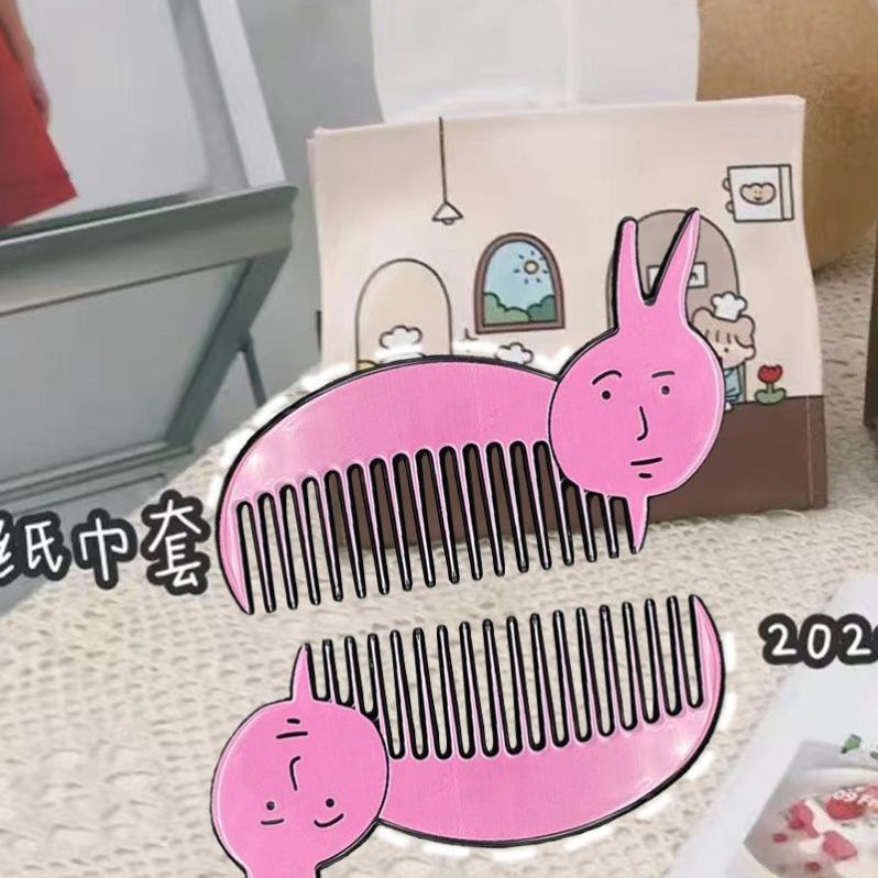 Lược Chải Tóc Kèm Gương Trang Điểm Thiết Kế Hình Thỏ Hồng Dễ Thương Cho Bạn Gái