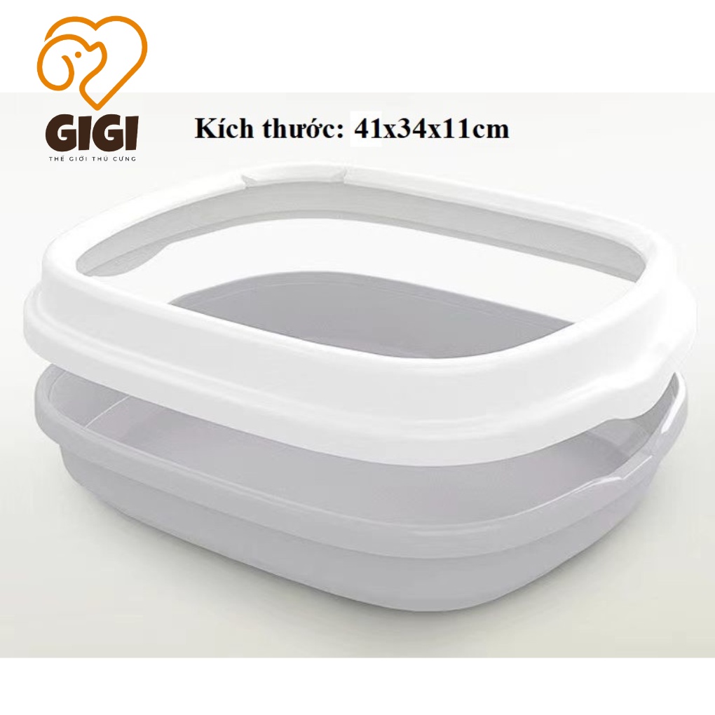 Khay chậu cát vệ sinh cho mèo size trung hình bầu dục nhựa cao cấp tặng kèm xẻng xúc cát - GiGi Pet Shop