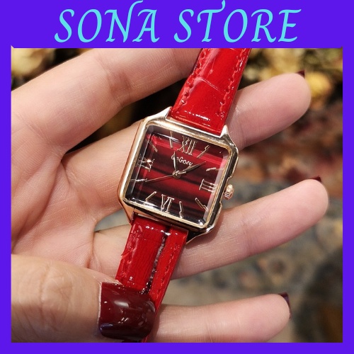 Đồng hồ nữ dây da mặt vuông chính hãng Gogoey đẹp giá rẻ thời trang Hàn thumbnail