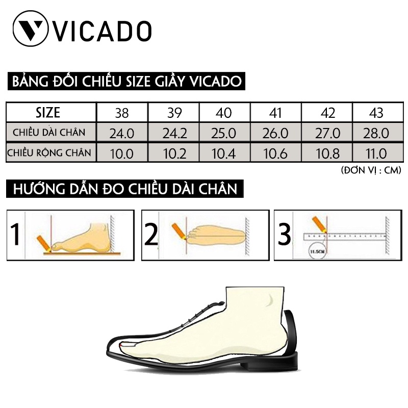 Giày tăng chiều cao nam công sở da bò cao cấp Vicado VO1080 màu đen đế khâu chắc chắn
