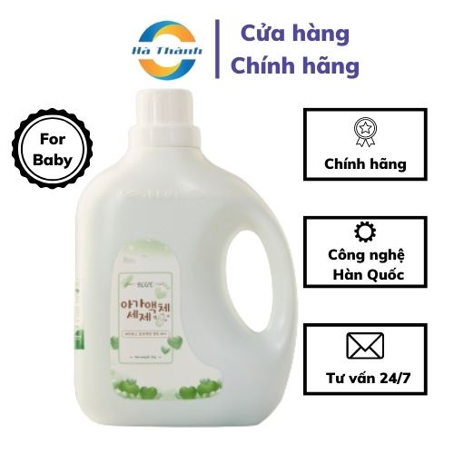 Nước giặt Blue For Baby Hàn Quốc can 2KG - An toàn cho trẻ sơ sinh, làm mềm vải, chống bạc màu, kháng khuẩn