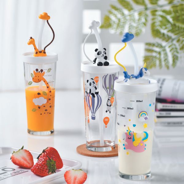 Ly thuỷ tinh đổi màu có nắp Luminarc Lille Scale Giraffe 425ml - LUSCQ3808