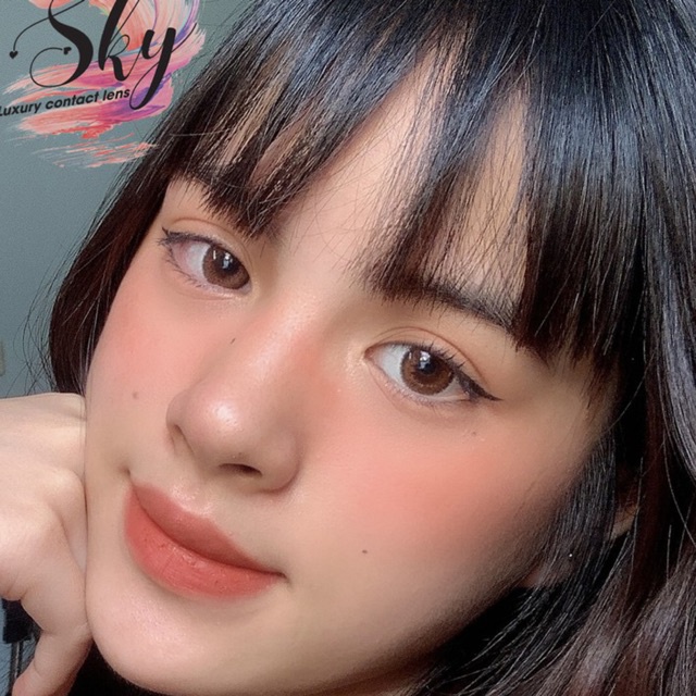 Kính áp tròng Sky Lens -Glamour Brown 0-6 Độ Made in Korea Chính Hãng Dia14.00