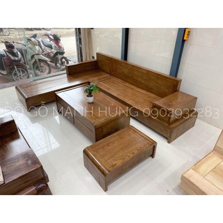 Bộ sofa góc l màu óc chó 2m8 x 2m gỗ sồi ms 12.9a
