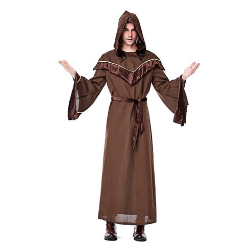 Halloween Trang Phục Pháp Sư Phù Thủy Nâu Viền Vàng - 5146