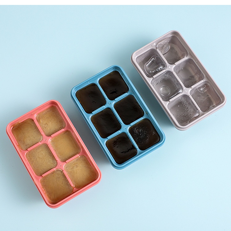 Khuôn Làm Đá 6 Ngăn Bằng Silicone Có Nắp Đậy