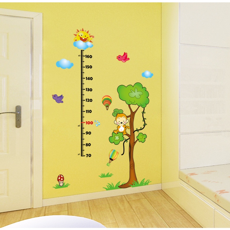 Decal dán tường 3D thước đo chiều cao cho bé
