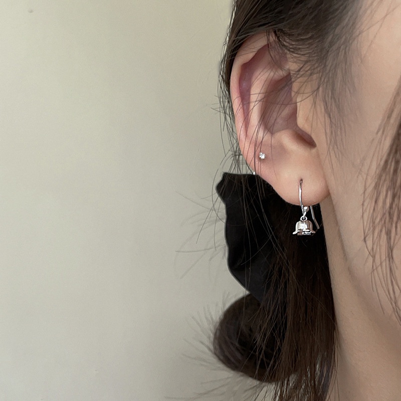 Hoa tai Stud kiểu Pháp cổ điển Lily of the Valley Crochet Hàn Quốc Hoa tai Stud thanh lịch mới của phụ nữ Hoa tai Stud của phụ nữ Trang sức mùa thu và mùa đông của phụ nữ