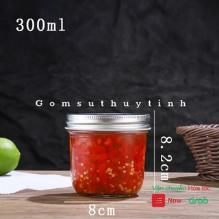 Hũ thủy tinh/ Lọ thủy tinh tròn miệng rộng nắp dày cao cấp dung tích 300ml
