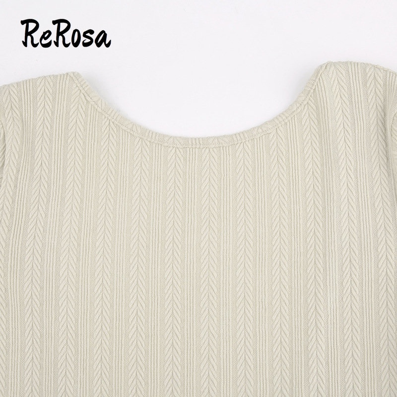 Rerosa Đầm Ôm Dài Tay Hở Lưng Màu Trơn Thời Trang Cho Nữ