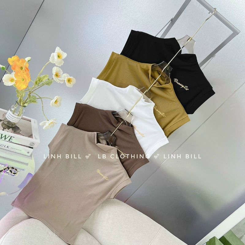 Áo thun 3 lỗ cổ lọ thêu chữ H chuẩn đẹp