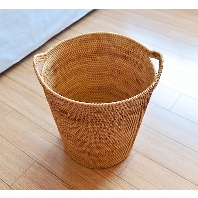 Sọt mây đan thủ công Việt Nam BAMBOOO ECO có tay cầm đựng quần áo, đồ chơi, decor sử dụng ở phòng khách, phòng ngủ