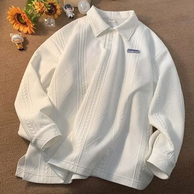 Áo Sweater Polo Tay Dài Dáng Rộng Màu Sắc Đơn Giản Thời Trang Mùa Thu Phong Cách Hàn Quốc 2022 Cho Nam