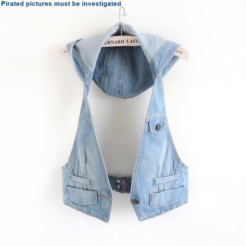 ✔Áo Khoác Denim Không Tay Có Mũ Trùm Đầu Phong Cách Thời Trang Hàn Quốc Có Size S-L