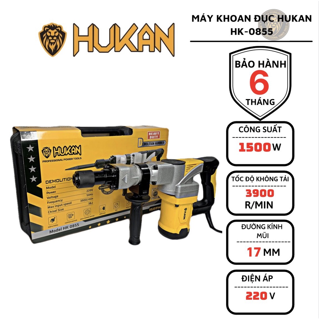 Máy Đục Bê Tông HUKAN HK-0855 17MM Công Xuất 1500W