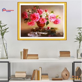 Tranh đính đá hoa thược dược LV367 D9033 (57cm x 50cm)