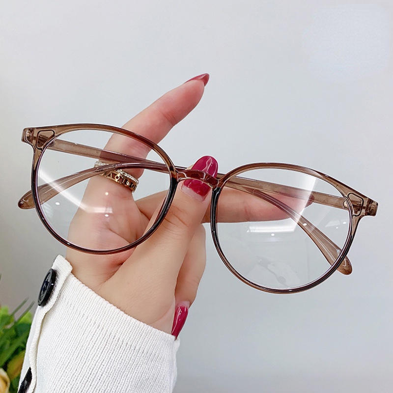 Mắt Kính Chống Ánh Sáng Xanh Hình Oval Thiết Kế Đơn Giản Thời Trang Unisex