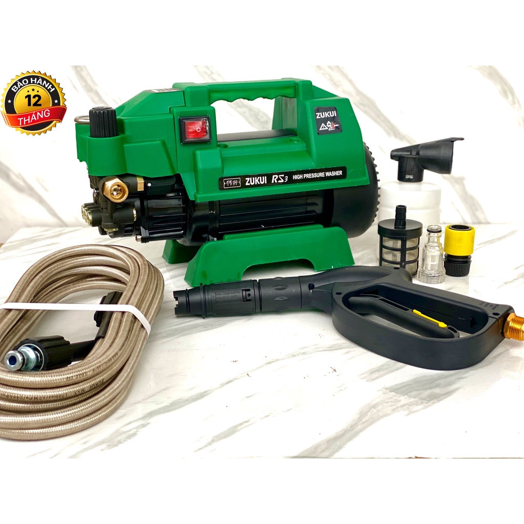 Máy rửa xe zukui rs3 2400w chỉnh áp thế hệ mới 2021 tặng bình bọt tuyết
