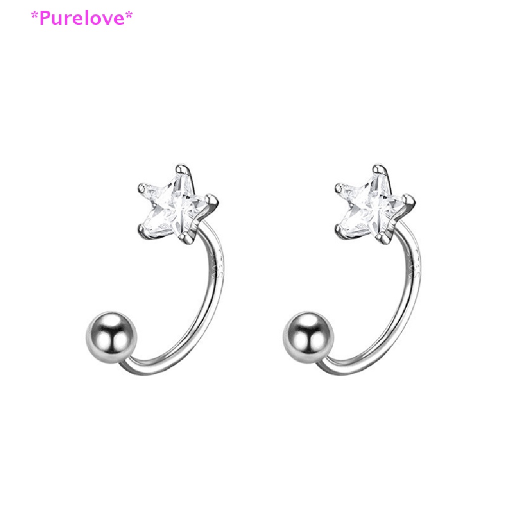 Set 2 Khuyên Tai Đính Đá Pha Lê Bằng Thép Không Gỉ Phong Cách Hàn Quốc Cho Nữ Mới