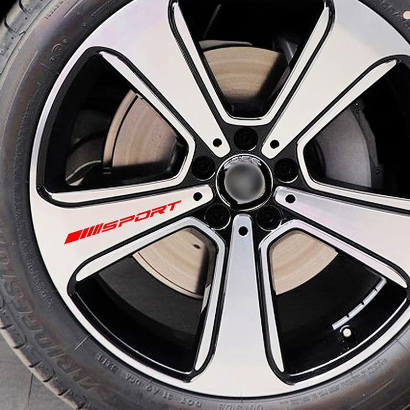 Set 4 Miếng Đề Can Màu Đỏ Dán Vành Bánh Xe Hơi Thể Thao